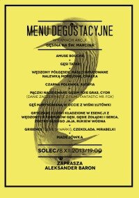 MENU DEGUSTACYJNE w ramach akcji Gęsina na św. Marcina